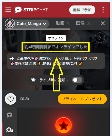 Cute_Mangoの最新のログイン状況