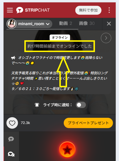 minami_roomの最新のログイン状況